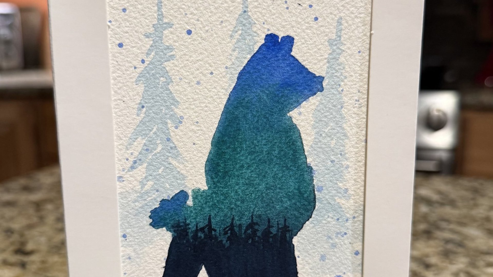 Mama & Cub Bear Watercolor Card~Original