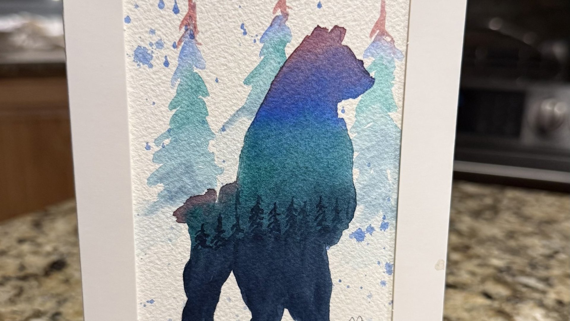 Mama & Cub Bear Watercolor Card~Original