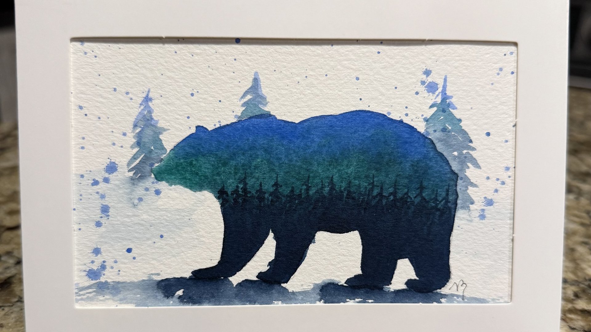 Watercolor Bear Card~Original