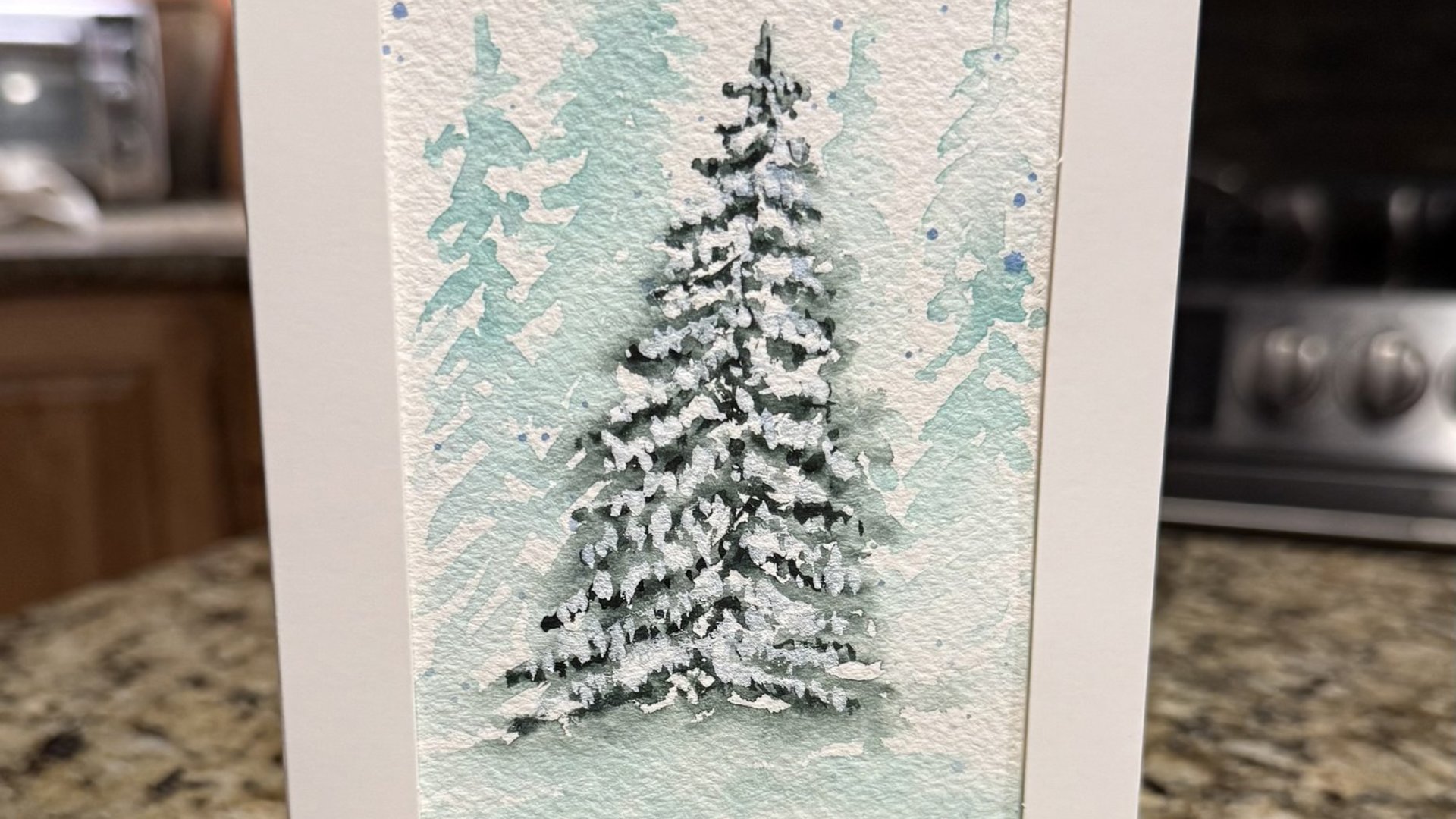 Snowy Tree Watercolor Card~Original