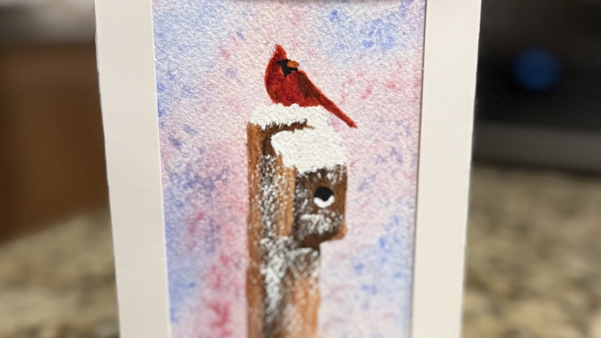 Cardinal Watercolor Card~Original