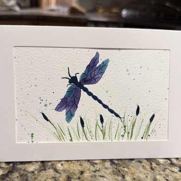 Dragonfly Watercolor Card~Original