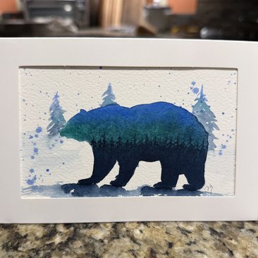 Watercolor Bear Card~Original