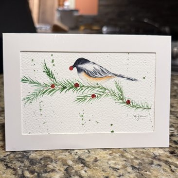 Chickadee Watercolor Card~Original